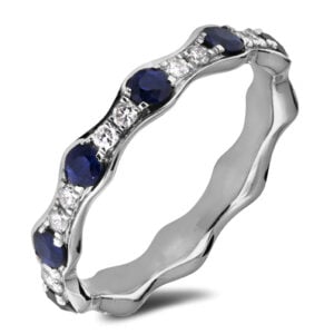 Canadian Diamond and Blue Sapphire Eternity Ring in White Gold
