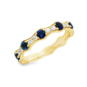 Canadian Diamond and Sapphire Eternity Ring in Yellow Gold