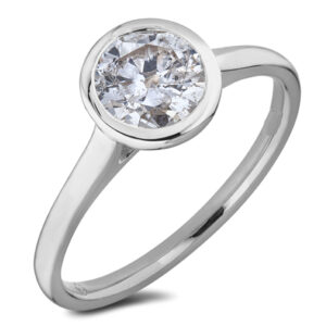 Canadian Diamond Solitaire Bezel Set Engagement Ring in White Gold | 0.41 CTW