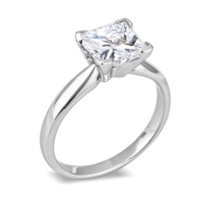 Princess Cut GIA Certified Solitaire Engagement Ring in 14K White Gold
