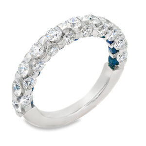 Prism Collection De Beers Forevermark Diamond Anniversary Ring with Hidden Sapphire Detail in 18K White Gold
