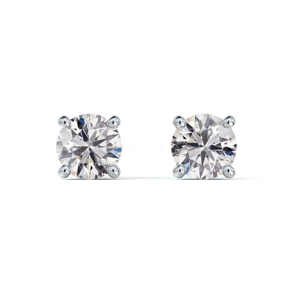 Classic De Beers Forevermark Diamond Solitaire Stud Earrings in 18K White Gold