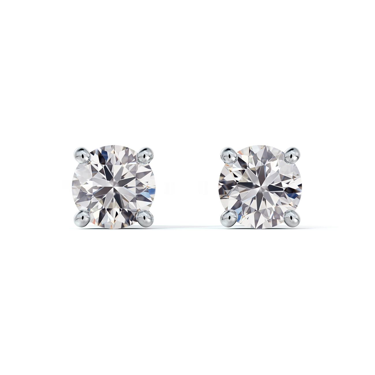Classic De Beers Forevermark Diamond Solitaire Stud Earrings in 18K White Gold