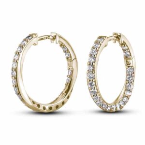 Canadian Diamond Twist Inside Out Hoops Earrings in Yellow Gold