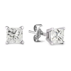 Princess Cut Canadian Diamond Solitaire Stud Earrings in White Gold | 0.27 Carat TW