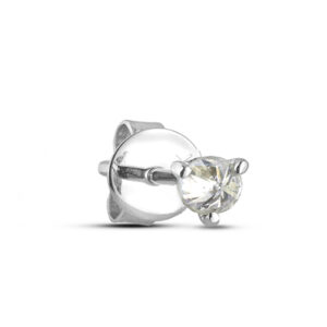 Pavilion Cut Diamond Single Stud Earring in White Gold 0.08 Carat