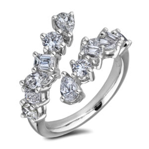 GIA and De Beers Forevermark Diamond Mosaic Crossover Bypass Ring In Platinum