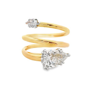 De Beers Forevermark Diamond Modern Twist You & Me Ring in 18K Gold