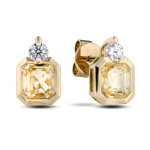 De Beers Forevermark Diamond and Non Heated Madagascar Yellow Sapphire Earrings in 18K Yellow Gold