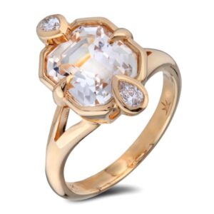 Tanzanian Non Heated Light Yellow Sapphire and De Beers Forevermark Diamond Bezel Set Ring in 18K Gold