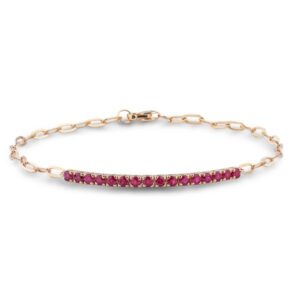 Ruby Paperclip Chain Bracelet In Yellow Gold