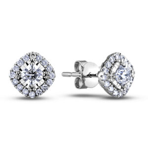 Miracle Setting De Beers Forevermark Diamond Stud Earrings in 18K White Gold