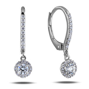 De Beers Forevermark Diamond Halo Dangle Earrings in 18K White Gold