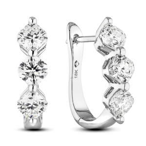 Cushion Cut De Beers Forevermark Diamond Hoop Earrings in 18K White Gold