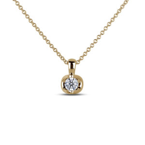 Canadian Diamond Tension Set Solitaire Pendant in 14K Yellow Gold
