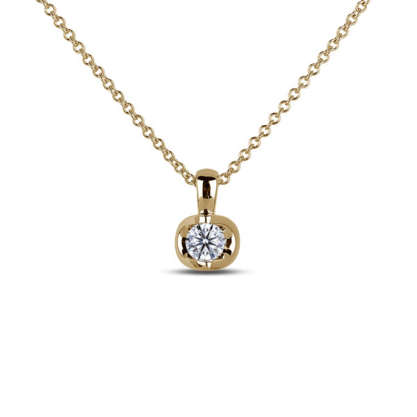 Canadian Diamond Tension Set Solitaire Pendant in 14K Yellow Gold