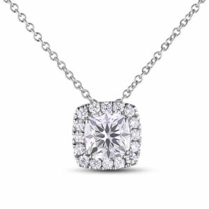 Black Label De Beers Forevermark Ideal Cut Diamond Halo Pendant in 18K White Gold