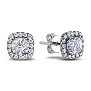 Black Label De Beers Forevermark Ideal Cut Diamond Halo Stud Earrings in Platinum