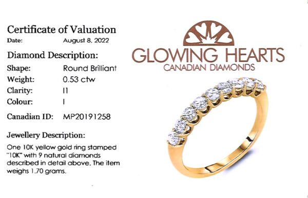 0.53 Carat TW Diamond Anniversary Ring in Yellow Gold