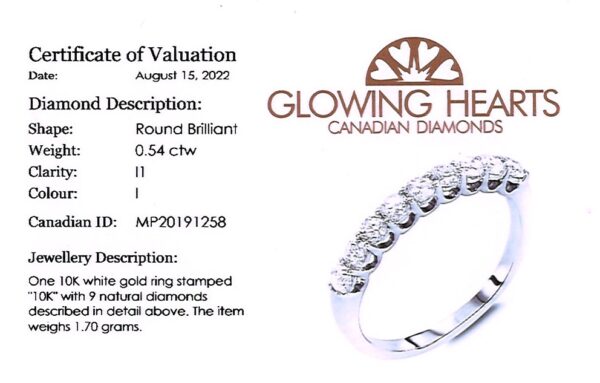 0.54 Carat TW Diamond Anniversary Ring in 14K White Gold