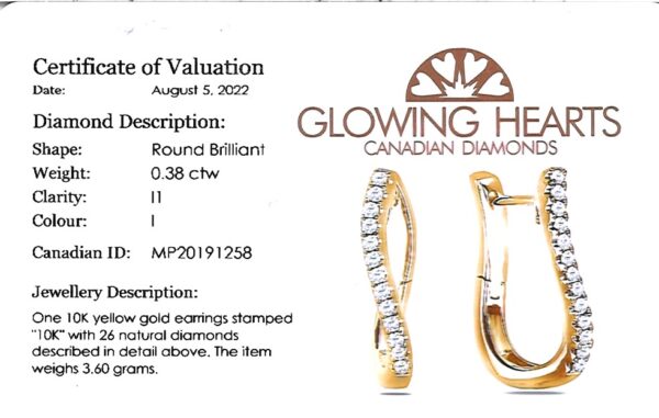 Canadian Diamond U-Shape Hoop Earrings In Yellow Gold