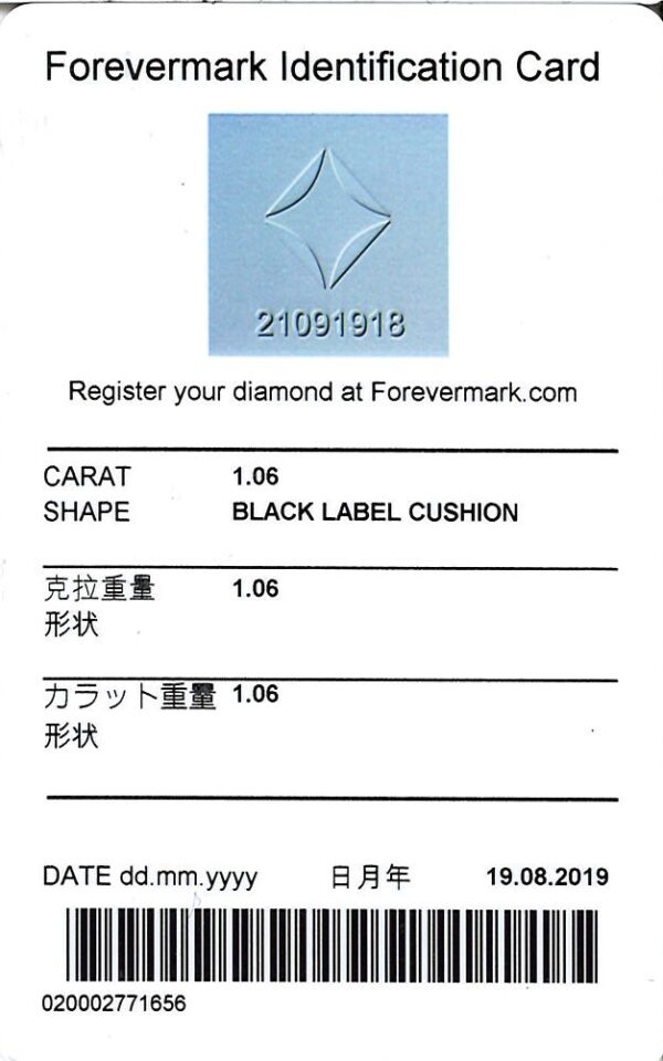 Black Label De Beers Forevermark Cushion Cut Diamond Halo Pendant in 18K White Gold