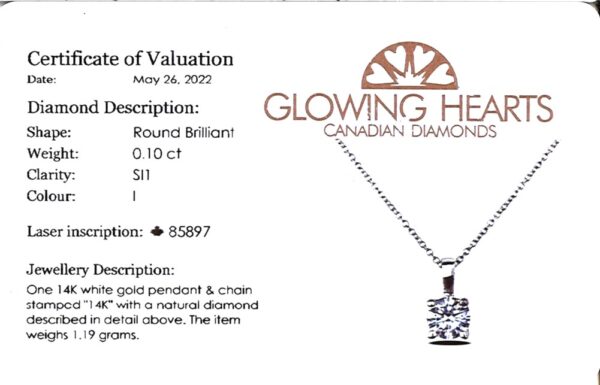 Canadian Diamond Solitaire Pendant in 14K White Gold | 0.10 Carat