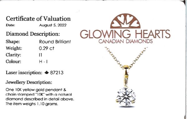 Canadian Diamond Solitaire Pendant in Yellow Gold | 0.29 Carat