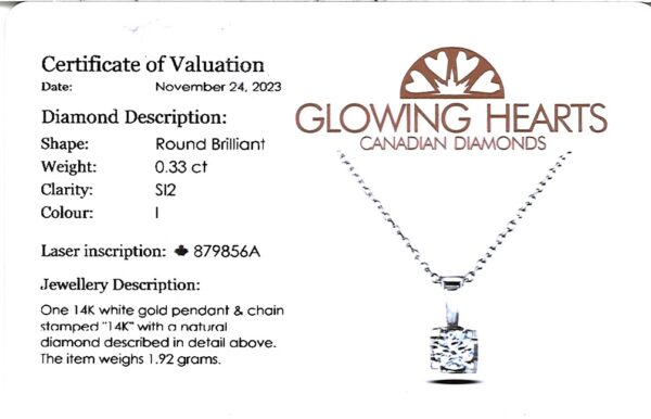 Classic Canadian Diamond Solitaire Pendant in 14K White Gold