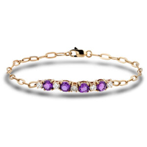 Canadian Diamond and Amethyst Bracelet in Yellow Gold