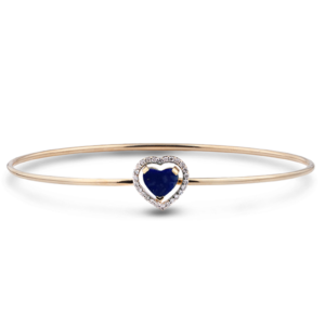 Lapis Lazuli and Canadian Diamond Halo Bangle In Yellow Gold