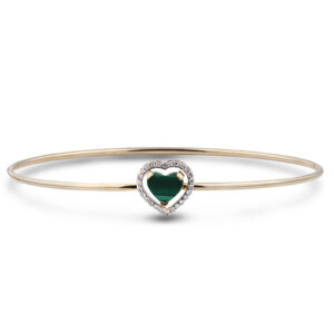 Malachite and Canadian Diamond Halo Bangle In Yellow Gold