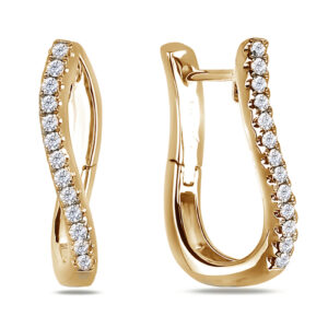Canadian Diamond U-Shape Hoop Earrings In Yellow Gold