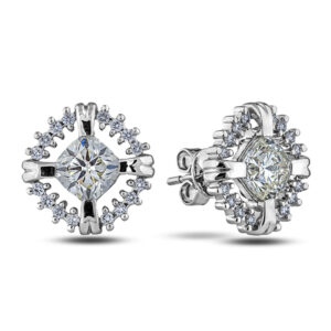 Black Label De Beers Forevermark Ideal Cut Diamond Halo Stud Earrings In 18K White Gold | 1.83 Carat TW