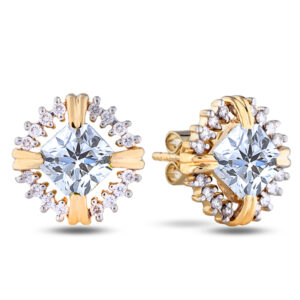 Black Label De Beers Forevermark Ideal Cushion Cut Diamond Halo Stud Earrings In 18K Yellow Gold | 1.82 Carat TW