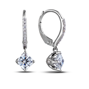 De Beers Forevermark Black Label Ideal Square Cut Diamond Dangle Earrings in 18K White Gold