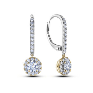 De Beers Forevermark Diamond Dangle Hoop Earrings in 14K Yellow and White Gold