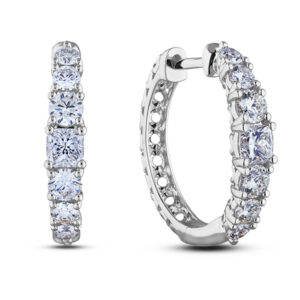 Black Label De Beers Forevermark Ideal Cut Diamond Hoop Earrings in Platinum