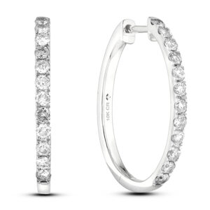 Canadian Diamond Hoop Earrings in White Gold | 1.00 Carat TW
