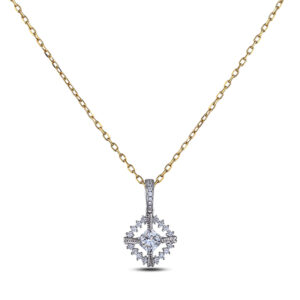 Black Label De Beers Forevermark Square Cut Diamond Halo Pendant in 18K Gold