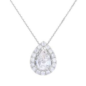 De Beers Forevermark Pear Shaped Diamond Halo Pendant in 18K White Gold