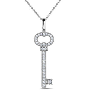 Canadian Diamond Key Pendant in White Gold