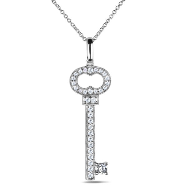 Canadian Diamond Key Pendant in White Gold
