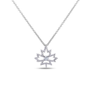 Canadian Diamond Maple Leaf Necklace in White Gold