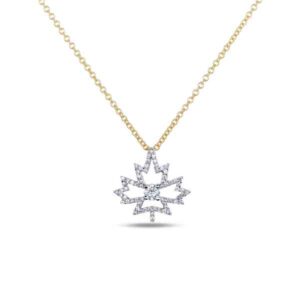 Canadian Diamond Maple Leaf Necklace in Yellow Gold