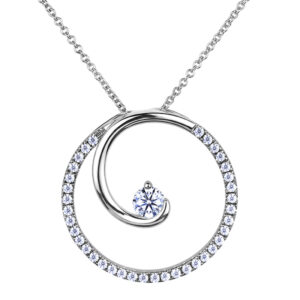 Canadian Diamond Swirl Circle Pendant in 10K White Gold