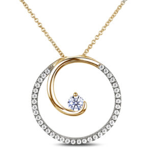 Canadian Diamond Swirl Circle Pendant in 10K Yellow Gold