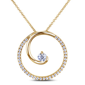 De Beers Forevermark Diamond Swirl Circle Pendant in 14K Yellow Gold