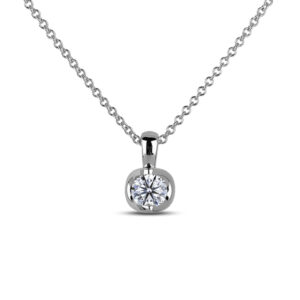 Canadian Diamond Tension Set Solitaire Pendant in 14K White Gold