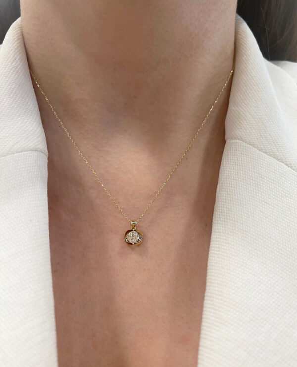 Canadian Diamond Tension Set Solitaire Pendant in 14K Yellow Gold
